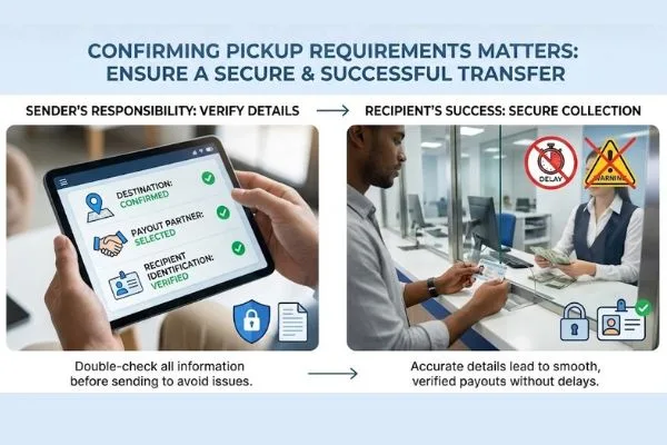 Money Transfer pickup requirements verification steps overview