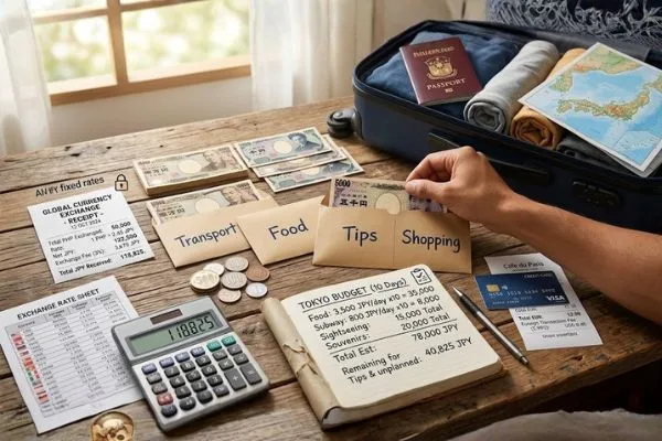 Travel cash budgeting with foreign currency exchange