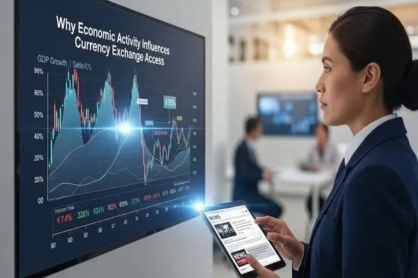 Tendencias de la actividad económica que dan forma al acceso al cambio de divisas en diferentes ubicaciones.