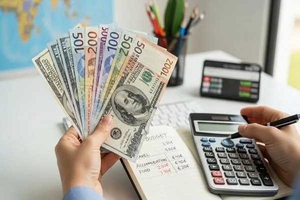 Gestión del presupuesto con cambio de divisas y seguimiento de gastos