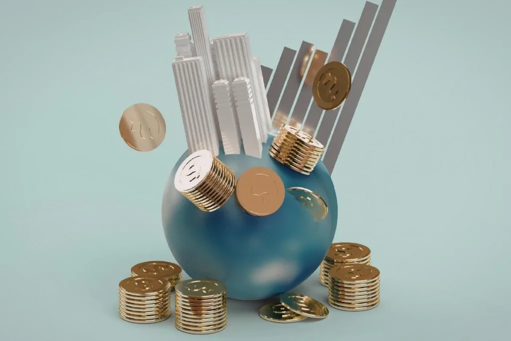 Ilustración del mercado de divisas que muestra las finanzas globales y el movimiento de divisas