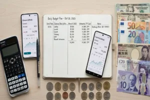 Currency Exchange daily budget planning with global currencies