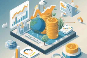 Tendencias globales del mercado de divisas con gráficos de crecimiento financiero