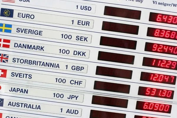 Foreign Currency Rates Board Currency Exchange Display With Digital Numbers