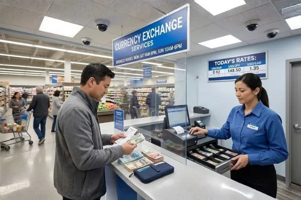 Cliente verificando fondos en una casa de cambio