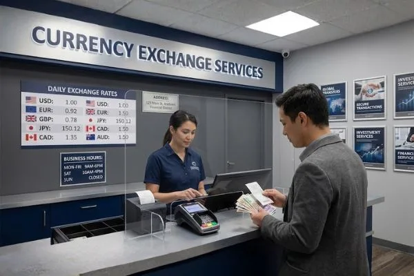 Licensed retail Currency Exchange service counter
