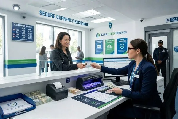 Cambio de divisas seguro con proceso de verificación de identidad
