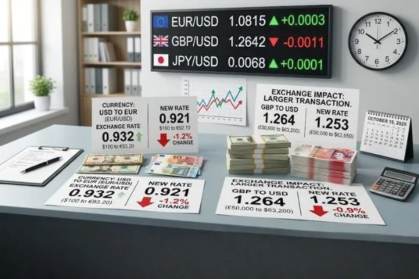 Currency Exchange rate fluctuations charts and pricing comparison