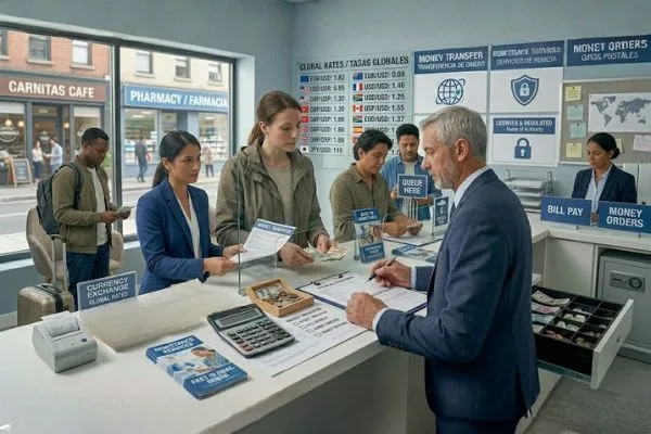 Currency Exchange retail location offering multiple financial services