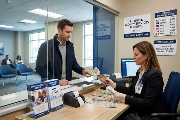Cambie divisas presentando su identificación en una ventanilla comercial autorizada