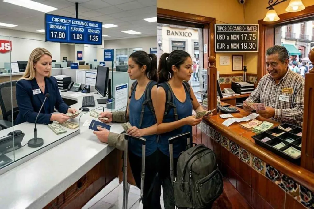 Cambio de divisas del banco estadounidense frente a la moneda mexicana