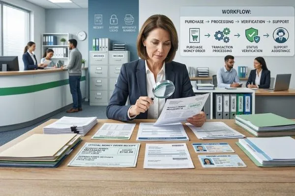 Money order tracking with transaction records