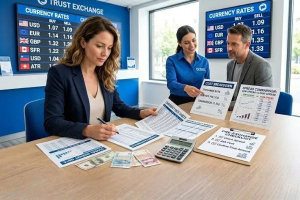 Desglose de costos de cambio de divisas y comparación de tipos de cambio