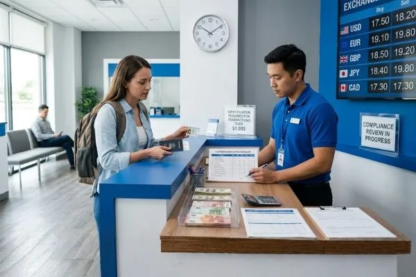 Customer completing Currency Exchange identity verification process
