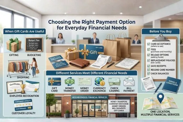 Gift Cards payment options and financial services