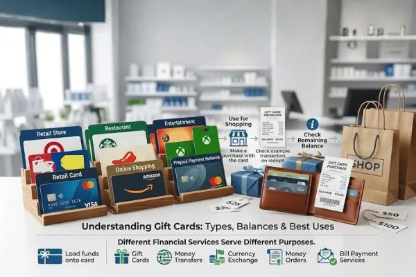 Gift Cards types, balances and payment options