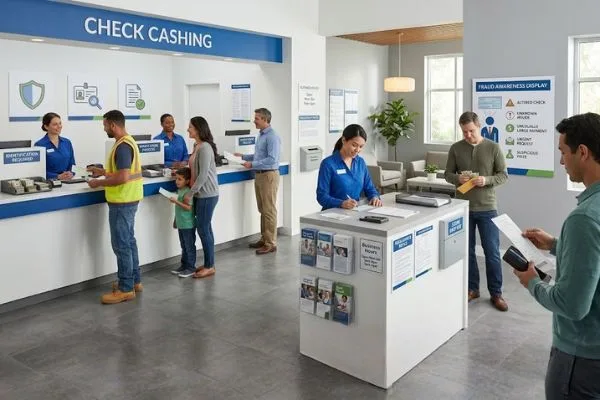 Verificación de cobro seguro de cheques con asistencia al cliente