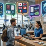 Traveler Using Currency Exchange At Airport