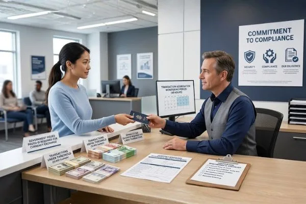 Currency Exchange identity verification at service counter