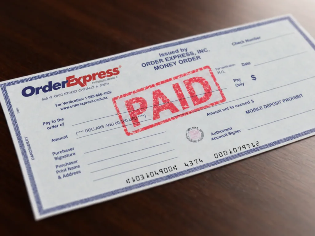 Order Express money order ready for payment